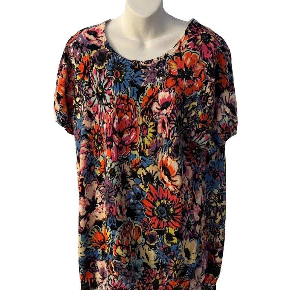 Jessica London Women's Black Floral Knit Sweater Size 18/20 RN #107444